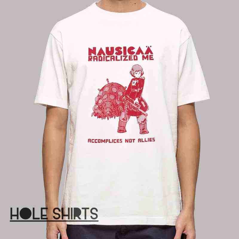 Nausicaa and Ohmu Accomplice Not Ally tee shirt with anime graphic design, Studio Ghibli inspired art, manga aesthetic t-shirt, Japanese anime fan apparel, fantasy illustration tee