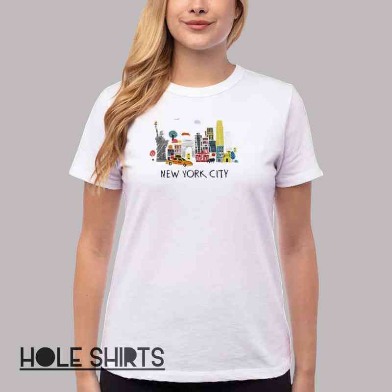 New York City Nyc Skyline Landmarks Shirt Women T Shirt White