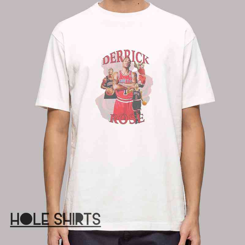 Vintage D Rose Hoops Legend Basketball Shirt with Derrick Rose retro NBA graphic tee, basketball legend sports apparel, vintage hoops t-shirt for fans of iconic basketball players