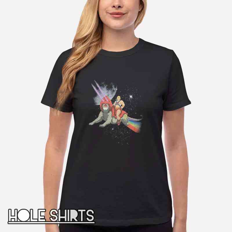 Vtg Parody He Man And Battle Cat Shirt Women T Shirt Black