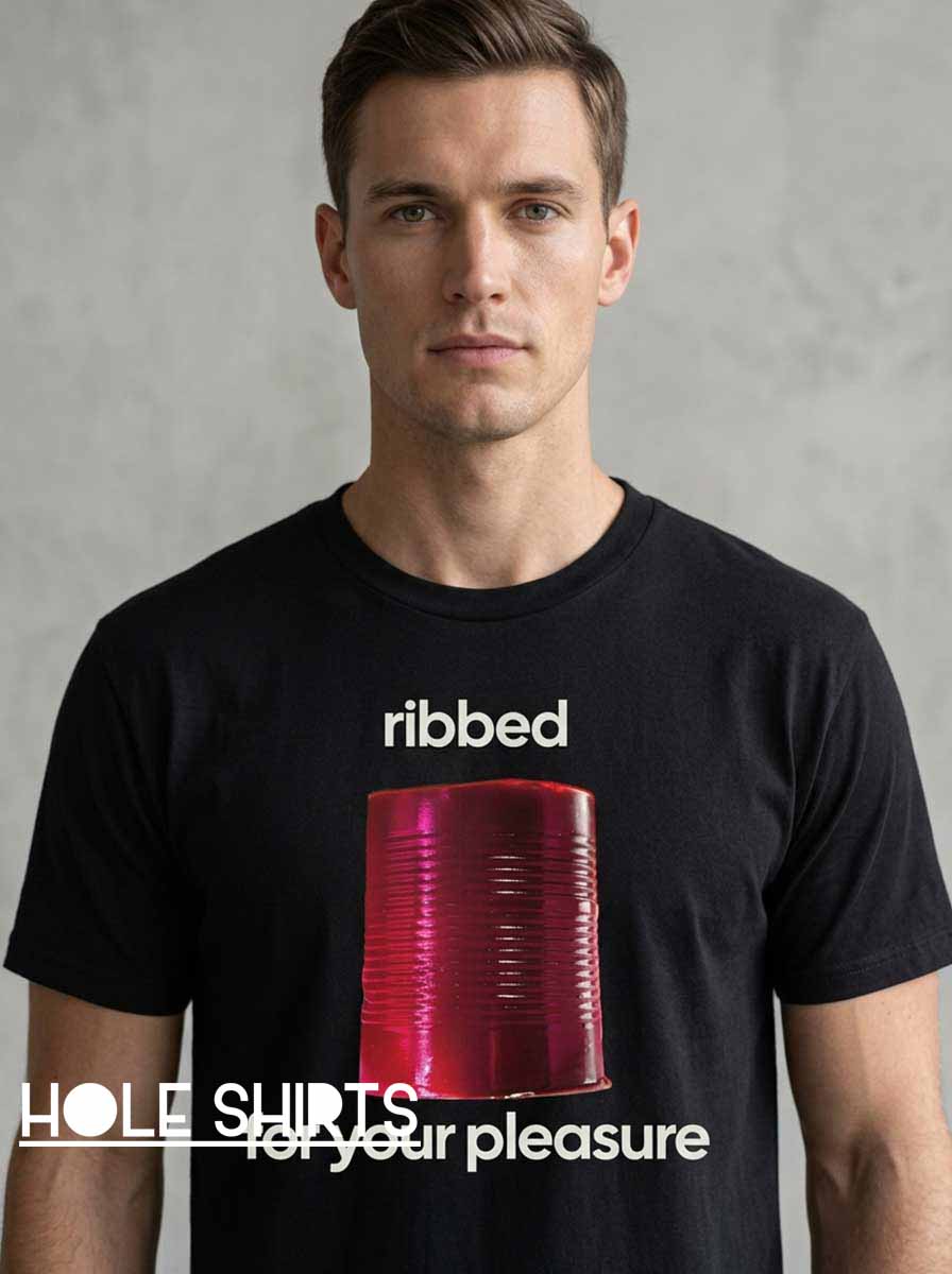 Canned Cranberry Sauce Ribbed For Your Pleasure Shirt featuring cheeky Thanksgiving food humor and a playful cranberry sauce reference for holiday party fans, foodies, and lovers of funny novelty graphic tees.