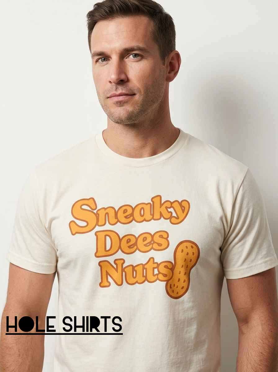 Inspired Logo Sneaky Dees Nuts Shirt featuring a humorous parody logo, cheeky wordplay, bold graphic design, and novelty humor apparel for fans of sarcastic jokes, funny slogans, and quirky streetwear.